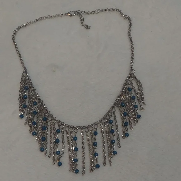 5/$12 Chic Silver Necklace with Blue Accents - Picture 1 of 5